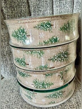 Burlap Christmas Tree Ribbon - Green Holiday Ribbon